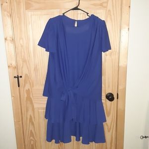 T.F. Royal blue dressy ruffle tiered dress size 14